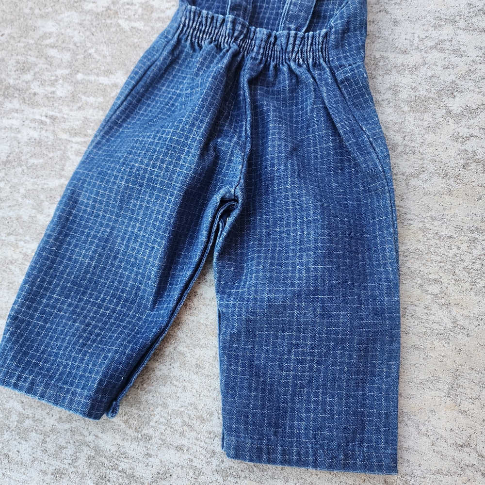 VTG Rodeo Drive Cali Baby Checkered Denim Blue Overalls, Embroided Yellow Dog,9M - Picture 6 of 8